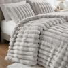 Madison Park King Comforter Set Reversible Faux-Fur Plush Comforters for King Size Bed, All Season Luxurious Ribbed Velvet Comforters King Size Bedding Set, Jasmine, King, Ivory 3 Piece(Light Gray)