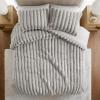 Madison Park King Comforter Set Reversible Faux-Fur Plush Comforters for King Size Bed, All Season Luxurious Ribbed Velvet Comforters King Size Bedding Set, Jasmine, King, Ivory 3 Piece(Light Gray)