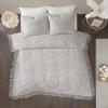 Madison Park Laetitia Lightweight 100% Cotton Quilt Set, Breathable Chenille Tufted, Shabby Chic Boho Medallion Design, Sham, Floral Taupe w/ Tassels, Full/Queen-2 Piece(Laetitia Grey Coverlet)