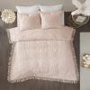 Madison Park Laetitia Lightweight 100% Cotton Quilt Set, Breathable Chenille Tufted, Shabby Chic Boho Medallion Design, Sham, Floral Taupe w/ Tassels, Full/Queen-2 Piece(Laetitia Blush Coverlet)