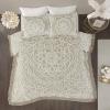 Madison Park Laetitia Lightweight 100% Cotton Quilt Set, Breathable Chenille Tufted, Shabby Chic Boho Medallion Design, Sham, Floral Taupe w/ Tassels, Full/Queen-2 Piece(Laetitia Taupe Coverlet)