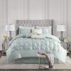 Madison Park Laurel Cozy Comforter Set – Traditional Tufted Faux Silk Design, All Season Down Alternative Bedding with Matching Shams, Decorative Pillow, Grey Queen(90″x90″) 7 Piece(Seafoam)