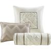 Madison Park Laurel Cozy Comforter Set – Traditional Tufted Faux Silk Design, All Season Down Alternative Bedding with Matching Shams, Decorative Pillow, Grey Queen(90″x90″) 7 Piece(Taupe)