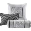 Madison Park Laurel Cozy Comforter Set – Traditional Tufted Faux Silk Design, All Season Down Alternative Bedding with Matching Shams, Decorative Pillow, Grey Queen(90″x90″) 7 Piece(Black)