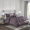 Madison Park Laurel Cozy Comforter Set – Traditional Tufted Faux Silk Design, All Season Down Alternative Bedding with Matching Shams, Decorative Pillow, Grey Queen(90″x90″) 7 Piece(Plum)