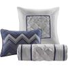 Madison Park Laurel Cozy Comforter Set – Traditional Tufted Faux Silk Design, All Season Down Alternative Bedding with Matching Shams, Decorative Pillow, Grey Queen(90″x90″) 7 Piece(Navy)