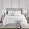 Madison Park Laurel Cozy Comforter Set – Traditional Tufted Faux Silk Design, All Season Down Alternative Bedding with Matching Shams, Decorative Pillow, Grey Queen(90″x90″) 7 Piece(White)