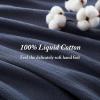 Madison Park Liquid Cotton Luxury Blanket Premium Soft Cozy 100% Ring Spun Cotton For Bed , Couch or Sofa, King, Sea Foam(Navy)