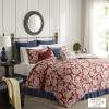 Madison Park Lola 100% Cotton Duvet Set Beautiful Floral Pattern, Ruffle Border Design All Season, Breathable Comforter Cover Bedding, Matching Shams, Full/Queen(90″x90″), Purple/Grey 6 Piece(Red)