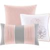 Madison Park Lola 100% Cotton Quilt Set-Casual Floral Channel Stitching Design All Season, Lightweight Coverlet Bedspread Bedding, Shams, Decorative Pillows, Full/Queen (90 in x 90 in), Purple 6 Piece(Lola Blush)