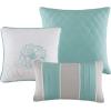 Madison Park Lola 100% Cotton Quilt Set-Casual Floral Channel Stitching Design All Season, Lightweight Coverlet Bedspread Bedding, Shams, Decorative Pillows, Full/Queen (90 in x 90 in), Purple 6 Piece(Lola Aqua)