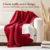 Madison Park Luxuriously Cozy Chenille Throw Blanket Waffle Weave Reversible Soft & Warm Sherpa Throw, Lightweight, Breathable Waffle Throw, Farmhouse Room Décor Summer Blanket, 50×60, Red(Red)