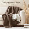 Madison Park Luxuriously Cozy Chenille Throw Blanket Waffle Weave Reversible Soft & Warm Sherpa Throw, Lightweight, Breathable Waffle Throw, Farmhouse Room Décor Summer Blanket, 50×60, Red(Brown)
