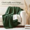 Madison Park Luxuriously Cozy Chenille Throw Blanket Waffle Weave Reversible Soft & Warm Sherpa Throw, Lightweight, Breathable Waffle Throw, Farmhouse Room Décor Summer Blanket, 50×60, Red(Green)