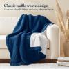 Madison Park Luxuriously Cozy Chenille Throw Blanket Waffle Weave Reversible Soft & Warm Sherpa Throw, Lightweight, Breathable Waffle Throw, Farmhouse Room Décor Summer Blanket, 50×60, Red(Navy Blue)
