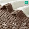 Madison Park Luxuriously Cozy Chenille Throw Blanket Waffle Weave Reversible Soft & Warm Sherpa Throw, Lightweight, Breathable Waffle Throw, Farmhouse Room Décor Summer Blanket, 50×60, Red(Brown)