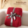 Madison Park Luxuriously Cozy Chenille Throw Blanket Waffle Weave Reversible Soft & Warm Sherpa Throw, Lightweight, Breathable Waffle Throw, Farmhouse Room Décor Summer Blanket, 50×60, Red(Red)