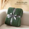 Madison Park Luxuriously Cozy Chenille Throw Blanket Waffle Weave Reversible Soft & Warm Sherpa Throw, Lightweight, Breathable Waffle Throw, Farmhouse Room Décor Summer Blanket, 50×60, Red(Green)
