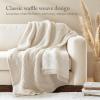Madison Park Luxuriously Cozy Chenille Throw Blanket Waffle Weave Reversible Soft & Warm Sherpa Throw, Lightweight, Breathable Waffle Throw, Farmhouse Room Décor Summer Blanket, 50×60, Red(Ivory)
