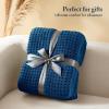 Madison Park Luxuriously Cozy Chenille Throw Blanket Waffle Weave Reversible Soft & Warm Sherpa Throw, Lightweight, Breathable Waffle Throw, Farmhouse Room Décor Summer Blanket, 50×60, Red(Navy Blue)