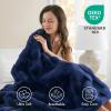 Madison Park Luxuriously Cozy Soft Long Faux Fur Throw Basketweave Blanket Reversible Soft & Snuggly Velvet Throw, Lightweight, Breathable Trendy Room Décor Summer Blanket, 50×60, Ivory(Navy)