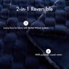 Madison Park Luxuriously Cozy Soft Long Faux Fur Throw Basketweave Blanket Reversible Soft & Snuggly Velvet Throw, Lightweight, Breathable Trendy Room Décor Summer Blanket, 50×60, Ivory(Navy)