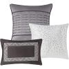Madison Park Luxury Comforter Set-Traditional Jacquard Design All Season Down Alternative Bedding, Matching Bedskirt, Decorative Pillows, Queen(90″x90″), Ava, Pieced Taupe 7 Piece(Striped Grey/Taupe)