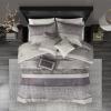 Madison Park Luxury Comforter Set-Traditional Jacquard Design All Season Down Alternative Bedding, Matching Bedskirt, Decorative Pillows, Queen(90″x90″), Ava, Pieced Taupe 7 Piece(Rhapsody Purple)