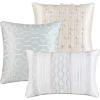 Madison Park Luxury Comforter Set-Traditional Jacquard Design All Season Down Alternative Bedding, Matching Bedskirt, Decorative Pillows, Queen(90″x90″), Ava, Pieced Taupe 7 Piece(Geometric Aqua)