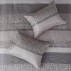 Madison Park Luxury Comforter Set-Traditional Jacquard Design All Season Down Alternative Bedding, Matching Bedskirt, Decorative Pillows, Queen(90″x90″), Ava, Pieced Taupe 7 Piece(Striped Grey/Taupe)