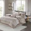 Madison Park Luxury Comforter Set-Traditional Jacquard Design All Season Down Alternative Bedding, Matching Bedskirt, Decorative Pillows, Queen(90″x90″), Ava, Pieced Taupe 7 Piece(Pieced Taupe)