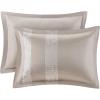Madison Park Luxury Comforter Set-Traditional Jacquard Design All Season Down Alternative Bedding, Matching Bedskirt, Decorative Pillows, Queen(90″x90″), Ava, Pieced Taupe 7 Piece(Pieced Taupe)