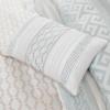 Madison Park Luxury Comforter Set-Traditional Jacquard Design All Season Down Alternative Bedding, Matching Bedskirt, Decorative Pillows, Queen(90″x90″), Ava, Pieced Taupe 7 Piece(Geometric Aqua)