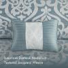 Madison Park Odette Cozy Comforter Set Jacquard Damask Medallion Design – Modern All Season, Down Alternative Bedding, Shams, Decorative Pillows, King(104 in x 92 in), Silver 8 Piece(Aqua/Grey)