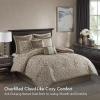 Madison Park Odette Cozy Comforter Set Jacquard Damask Medallion Design – Modern All Season, Down Alternative Bedding, Shams, Decorative Pillows, King(104 in x 92 in), Silver 8 Piece(Tan/Ivory)