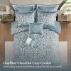 Madison Park Odette Cozy Comforter Set Jacquard Damask Medallion Design – Modern All Season, Down Alternative Bedding, Shams, Decorative Pillows, King(104 in x 92 in), Silver 8 Piece(Aqua/Grey)