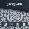Madison Park Odette Cozy Comforter Set Jacquard Damask Medallion Design – Modern All Season, Down Alternative Bedding, Shams, Decorative Pillows, King(104 in x 92 in), Silver 8 Piece(Navy/Grey)