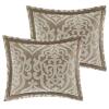 Madison Park Odette Cozy Comforter Set Jacquard Damask Medallion Design – Modern All Season, Down Alternative Bedding, Shams, Decorative Pillows, King(104 in x 92 in), Silver 8 Piece(Tan/Ivory)