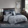 Madison Park Odette Cozy Comforter Set Jacquard Damask Medallion Design – Modern All Season, Down Alternative Bedding, Shams, Decorative Pillows, King(104 in x 92 in), Silver 8 Piece(Navy/Grey)