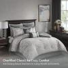 Madison Park Odette Cozy Comforter Set Jacquard Damask Medallion Design – Modern All Season, Down Alternative Bedding, Shams, Decorative Pillows, King(104 in x 92 in), Silver 8 Piece(Silver/Grey)