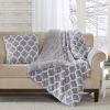 Madison Park Ogee Lightweight Throw Blanket Premium Microlight Design Spread, Oversize, Ultra Soft, Cozy Living Room Couch, Sofa, Bed, 60″x70″ Grey Plush Throw(Grey Filled Throw)