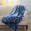Madison Park Ogee Lightweight Throw Blanket Premium Microlight Design Spread, Oversize, Ultra Soft, Cozy Living Room Couch, Sofa, Bed, 60″x70″ Grey Plush Throw(Indigo Plush Throw)