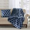 Madison Park Ogee Lightweight Throw Blanket Premium Microlight Design Spread, Oversize, Ultra Soft, Cozy Living Room Couch, Sofa, Bed, 60″x70″ Grey Plush Throw(Indigo Filled Throw)