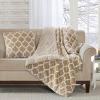 Madison Park Ogee Lightweight Throw Blanket Premium Microlight Design Spread, Oversize, Ultra Soft, Cozy Living Room Couch, Sofa, Bed, 60″x70″ Grey Plush Throw(Tan Filled Throw)