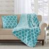 Madison Park Ogee Lightweight Throw Blanket Premium Microlight Design Spread, Oversize, Ultra Soft, Cozy Living Room Couch, Sofa, Bed, 60″x70″ Grey Plush Throw(Aqua)