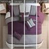 Madison Park Palisades Comforter Set Modern Faux Suede Pieced Stripe Design, All Season Down Alternative Cozy Bedding with Matching Shams, Decorative Pillows, King(104″x92″), Black 7 Piece(Purple 7pcs)