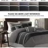 Madison Park Palmer Comforter Set-Luxury Faux Suede Design, Striped Accent, All Season Down Alternative Bedding, Matching Shams, Decorative Pillow, Bed Skirt, Queen (90 in x 90 in), Red 7 Piece(Black)