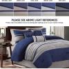 Madison Park Palmer Comforter Set-Luxury Faux Suede Design, Striped Accent, All Season Down Alternative Bedding, Matching Shams, Decorative Pillow, Bed Skirt, Queen (90 in x 90 in), Red 7 Piece(Blue)