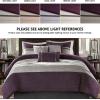 Madison Park Palmer Comforter Set-Luxury Faux Suede Design, Striped Accent, All Season Down Alternative Bedding, Matching Shams, Decorative Pillow, Bed Skirt, Queen (90 in x 90 in), Red 7 Piece(Purple)