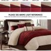 Madison Park Palmer Comforter Set-Luxury Faux Suede Design, Striped Accent, All Season Down Alternative Bedding, Matching Shams, Decorative Pillow, Bed Skirt, Queen (90 in x 90 in), Red 7 Piece(Red)